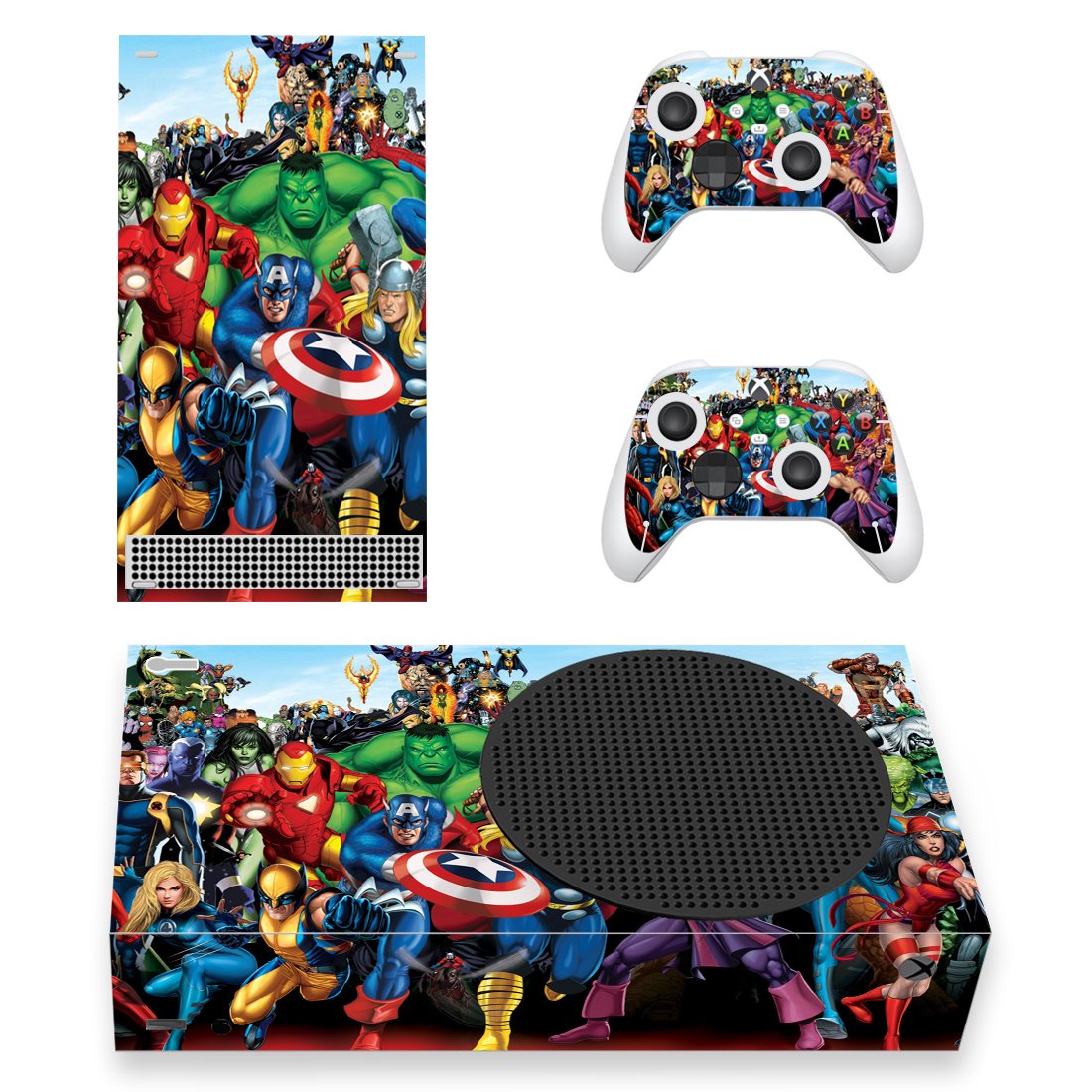 Avengers decal skin sticker for Xbox Series S console with controllers