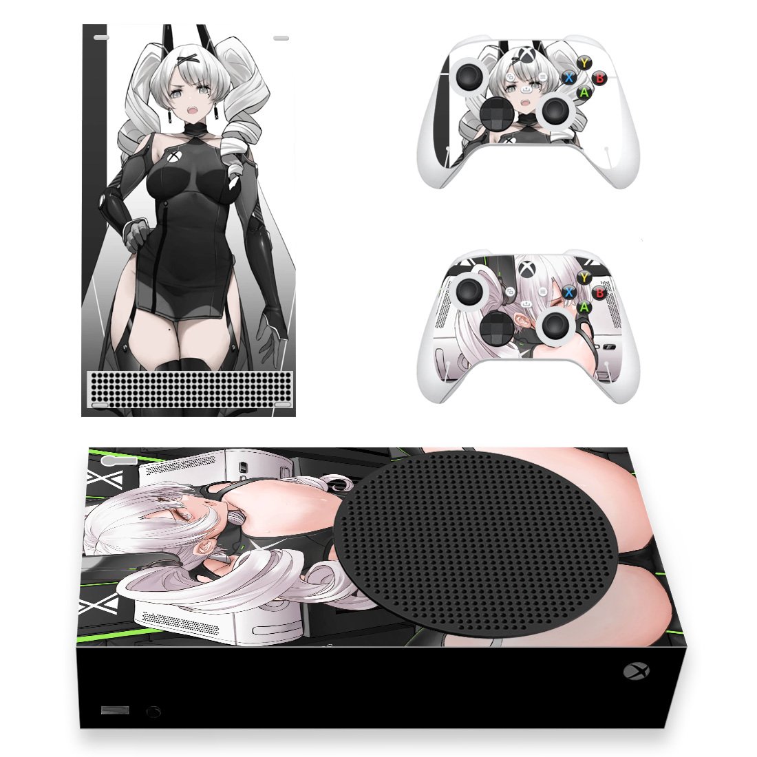 Cute Anime decal skin sticker for Xbox Series S console with controllers