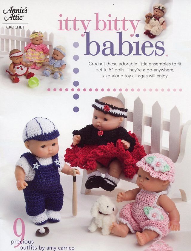 Itty Bitty Babies 5" Doll Outfits Annie's Crochet PATTERN/Instructions