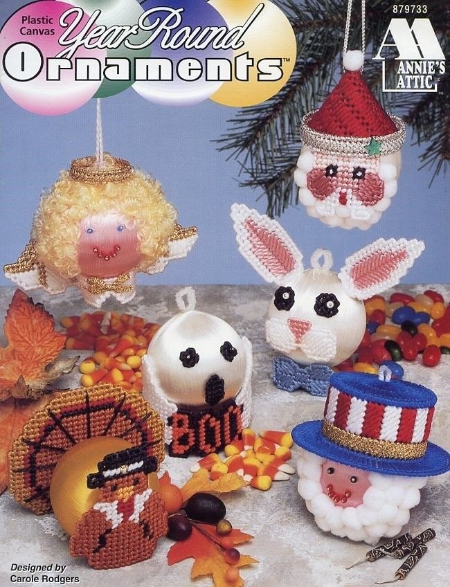 Year Round Ornaments Plastic Canvas Pattern Booklet 13 Holiday Designs