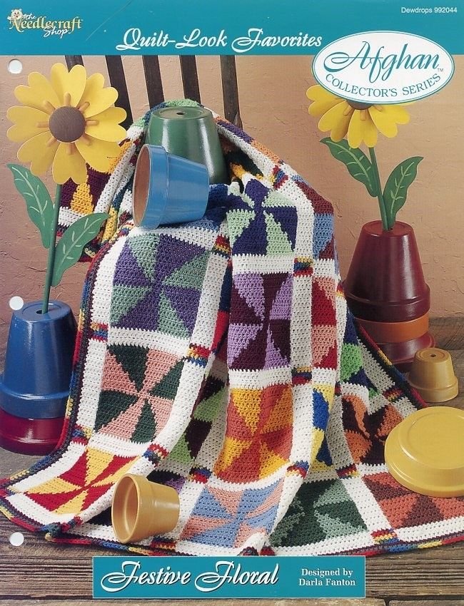Festive Floral Quilt Look Tns Afghan Crochet Pattern Instructions