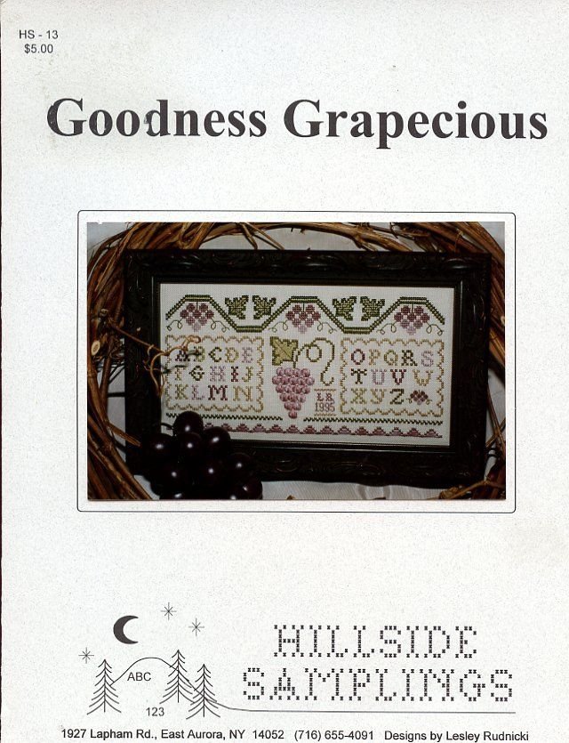 Goodness Grapecious Grapes Sampler Hillside Samplings Cross Stitch Pattern