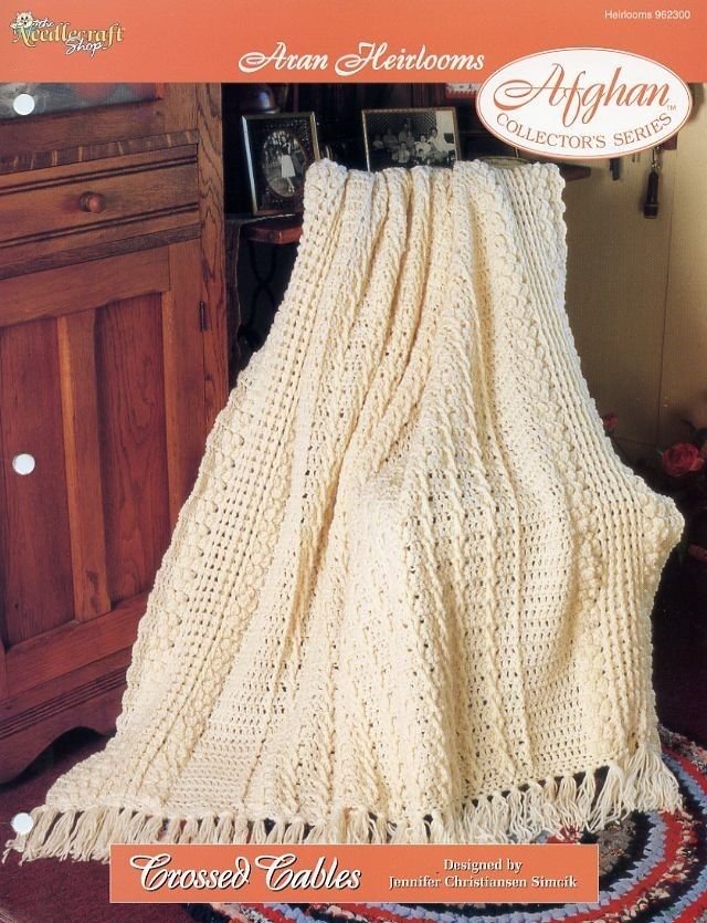 Crossed Cables Afghan Aran Heirlooms Crochet PATTERN/INSTRUCTIONS NEW