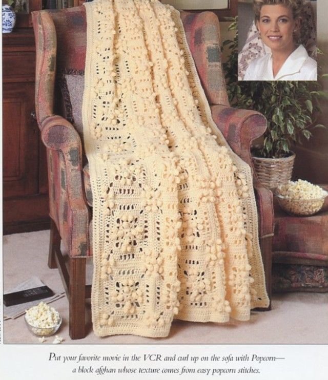 Popcorn Afghan Vanna Crochet PATTERN/INSTRUCTIONS Leaflet