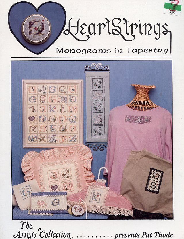 Monograms in Tapestry Sampler HeartStrings Cross Stitch Pattern Leaflet