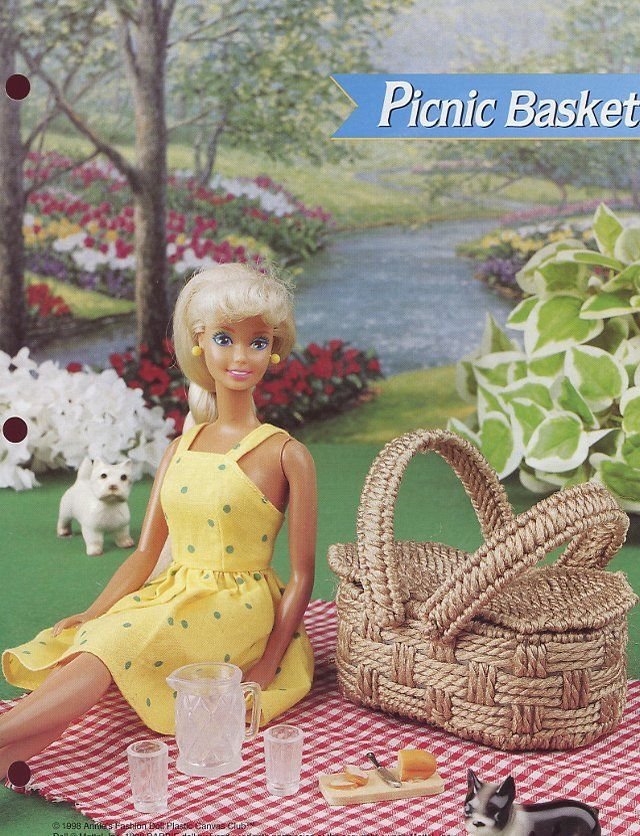 Barbie Doll Picnic Basket Annie's Plastic Canvas PATTERN/Instructions