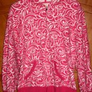 Pink and White Artsy Hooded Sweatshirt/Jacket, Bust 53" ~ 2X