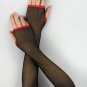 Sexy Fishnet And Red Elastic High Fashion Designer Gloves