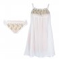 Amazing White Mesh Chemise With Thongs