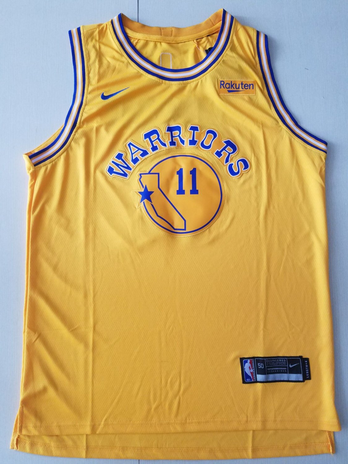 Men's 2019 Golden State Warriors Klay Thompson 11 Basketball Jersey Yellow
