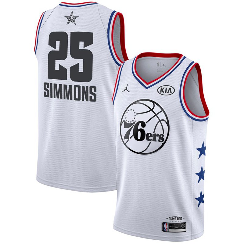 Men's 2019 NBA All Star Ben Simmons #25 Basketball Jersey White New