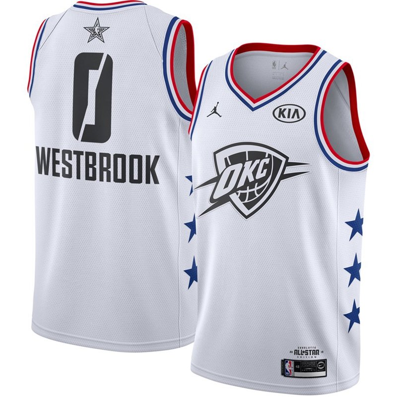 Men's 2019 NBA All Star Russell Westbrook #0 Basketball Jersey White New