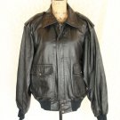 NewKing Kingleather Black Leather Bomber Jacket Coat sz M Sharp!