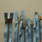 12" Brass Zipper ~ Closed ~ Sky Blue~White YKK 12" Brass Zipper ~ Closed ~ Sky Blue~White YKK