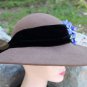 Womens Brown Hat Wool Felt W/ Flower Accent