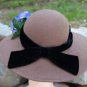 Womens Brown Hat Wool Felt W/ Flower Accent