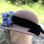 Womens Brown Hat Wool Felt W/ Flower Accent