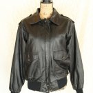NewKing Kingleather Black Leather Bomber Jacket Coat sz S Sharp! NewKing Kingleather Black Leather Bomber Jacket Coat sz S Sharp!