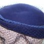 Vtg 30 40s Hat Navy Blue Cloche Wool Up Brim French Netting