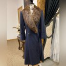 Beaver Fur Collar Wool Pea Coat sz M