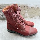 Taos Renegade Combat Boot Womens US 8-8.5 EU 39 Rugged Red Leather Zip Lace Up Taos Renegade Combat Boot Womens US 8-8.5 EU 39 Rugged Red Leather Zip Lace Up