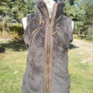 Kuhl Womens Grey Brown Flight Vest Full Zip Fleece Stowaway Hood Jacket Size XS