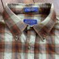 Pendleton Men's Brown Plaid Worsted Wool Button Up Shirt Size XL Sir Pendleton
