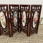 4 Panel Asian Mini Hinged Screen Detailed Geisha Girls Floral Table Art 12â tall