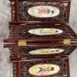 4 Panel Asian Mini Hinged Screen Detailed Geisha Girls Floral Table Art 12â tall