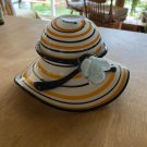 Murano Style Block Crystal Hat Hand Blown Glass Large Candy Dish Bowl Murano Style Block Crystal Hat Hand Blown Glass Large Candy Dish Bowl