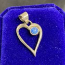 Dainty Sterling Silver 925 Blue Turquoise/ Lapis Open Heart Pendant