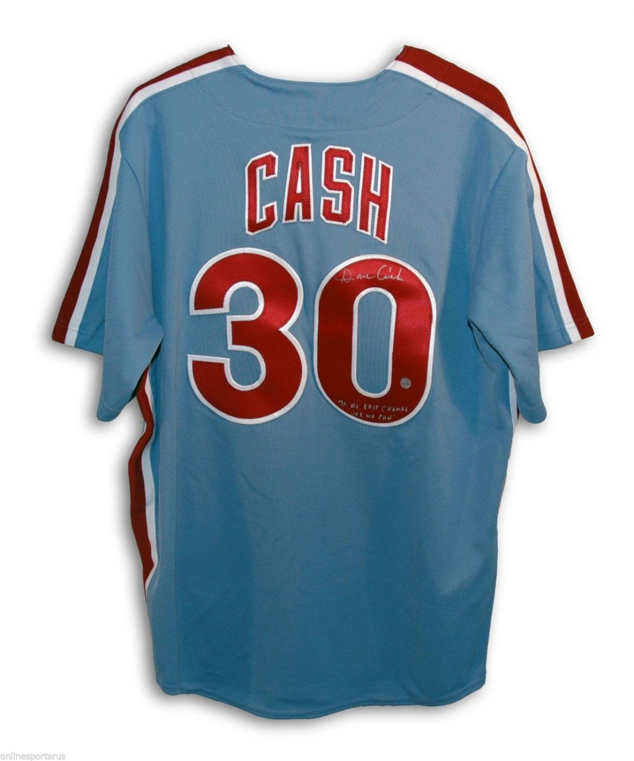 Autographed Dave Cash Majestic Jersey "76 NL East Champs" "Yes We Can" COA
