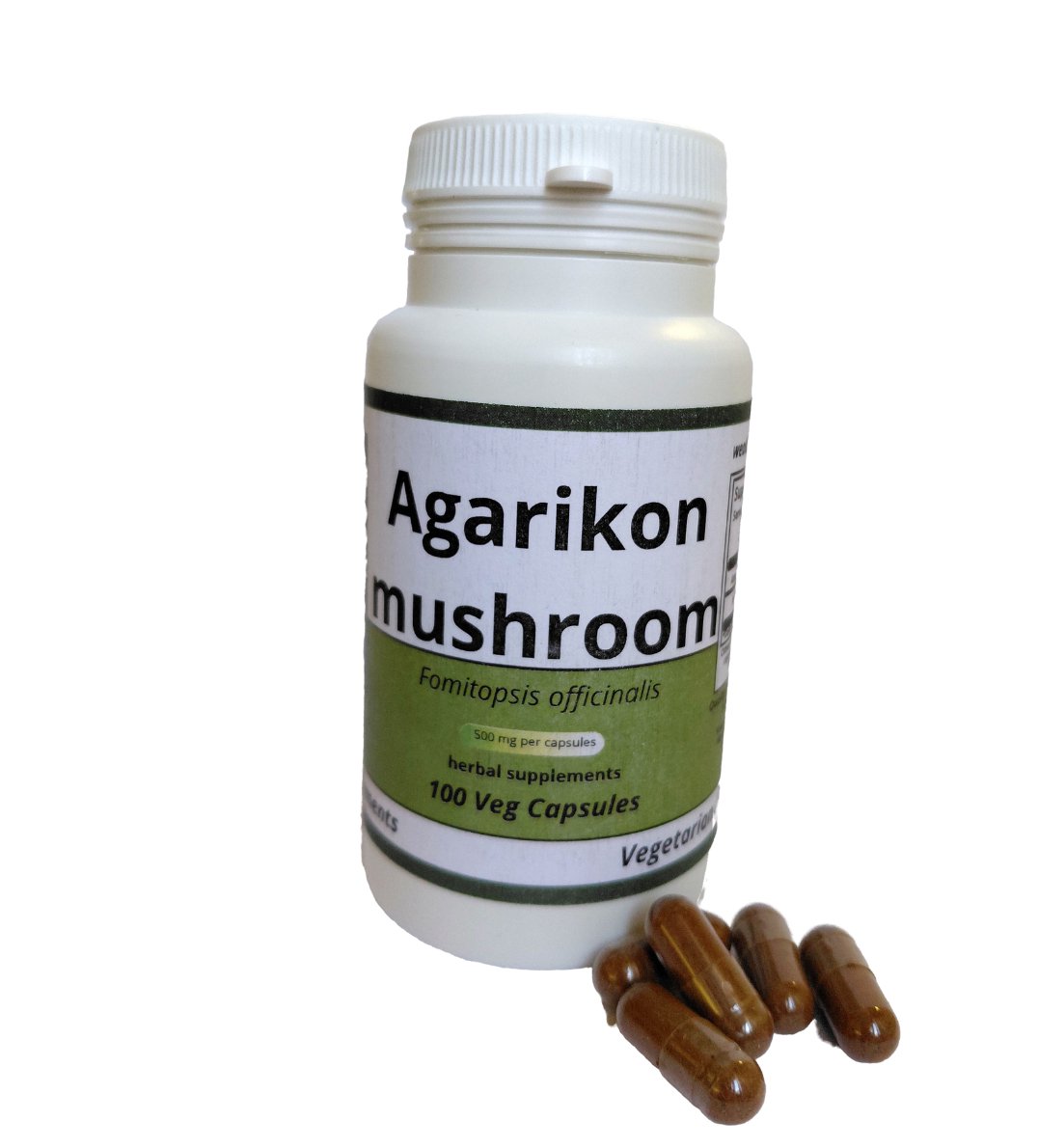 Agarikon Mushroom Capsules - 500 mg  100 Vegan Capsules Herbal