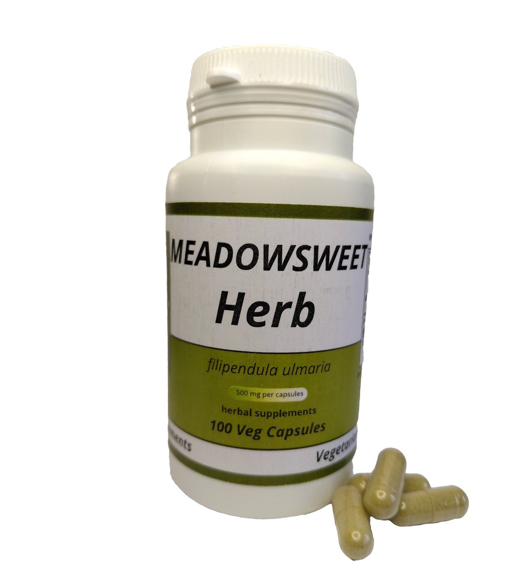 MEADOWSWEET HERB (filipendula ulmaria)  100 Capsules - 500 mg  100 Vegan Capsules Herbal