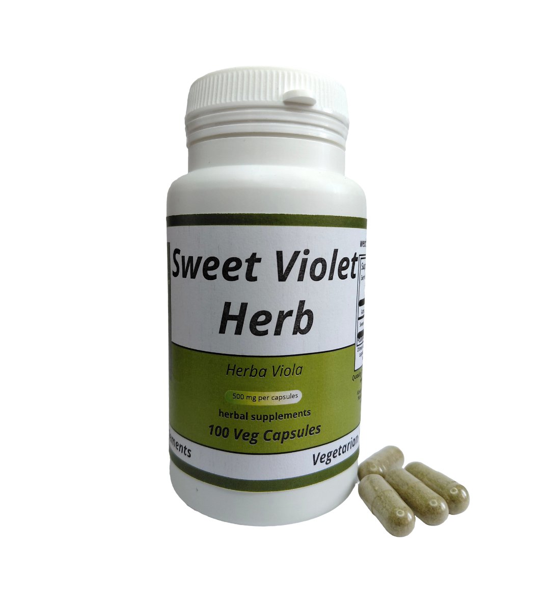 Sweet Violet Herb ( Herba Viola  )  100 Capsules - 500 mg  100 Vegan Capsules Herbal