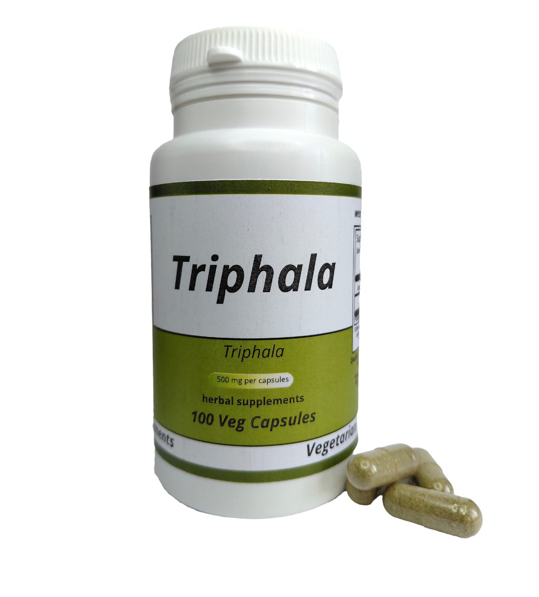 Triphala  100 Capsules - 500 mg  100 Vegan Capsules Herbal