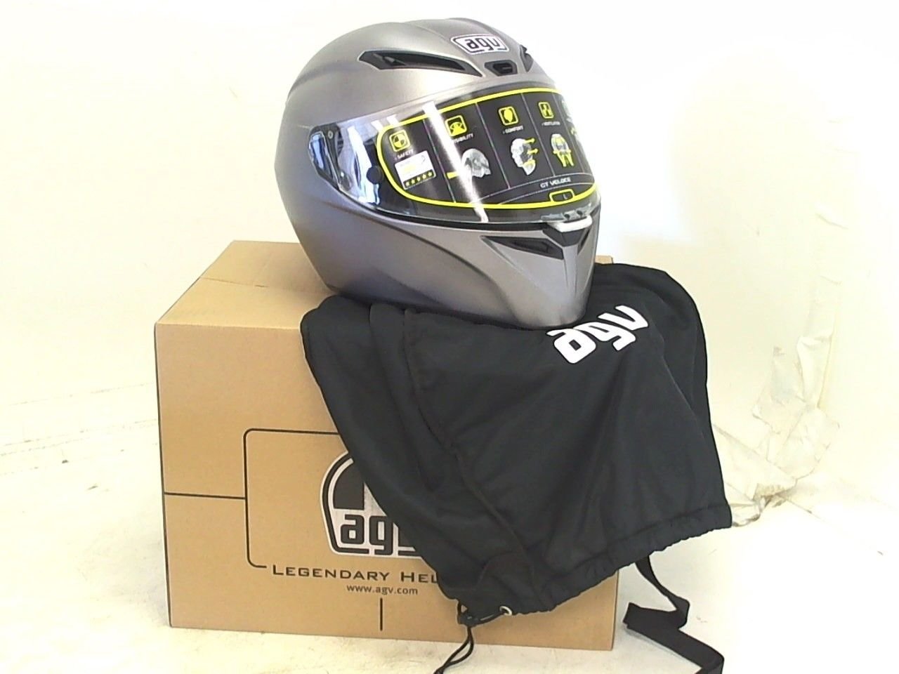 AGV GT Veloce Full Face Motorcycle Helmet Matte Grey ML Medium Large