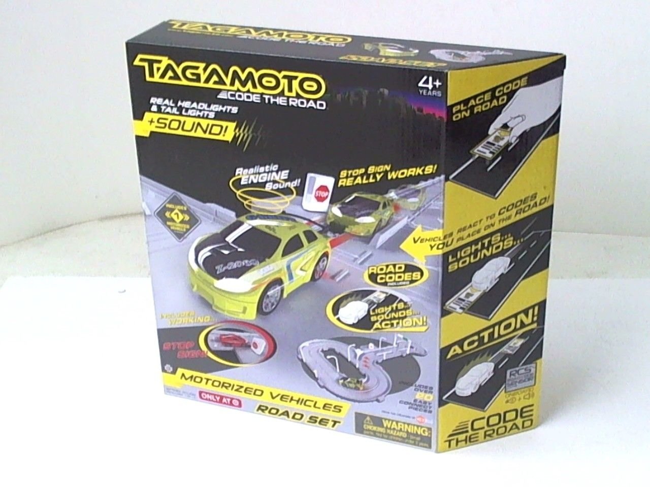 Tagamoto Code The Road Set W Stop Sign & G-Drift Race Car Over 20 Pc Playset