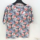 Charter Club Womens Floral Boatneck Short Sleeve Casual Cotton Top Medium