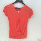 Cable & Gauge Womens Cap Sleeve V-Neck Drape Front Top Geranium Small NWT