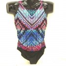 Jantzen Womens Palazzo Mosaic Hi Society One Piece Maillot Swimsuit Size 14