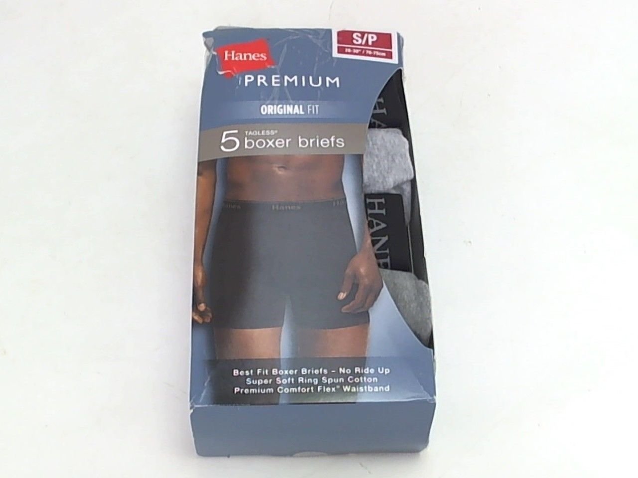 Hanes Premium Original Fit Mens Tagless Boxer Briefs Cotton Blend 5 Pack Small 9883