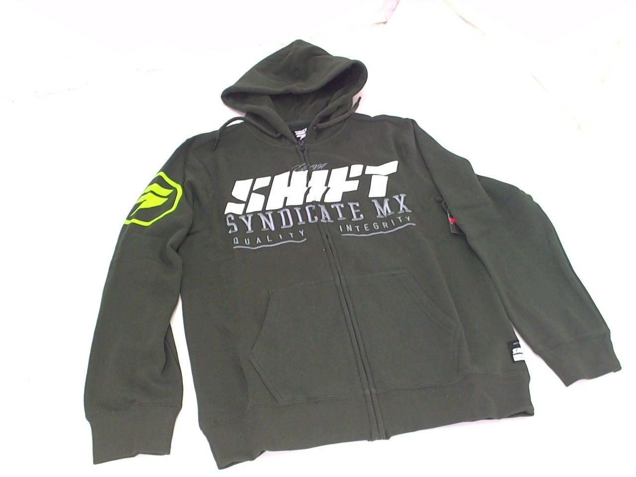 Shift Racing Stockade Syndicate MX Fleece Zip Up Hoodie Motocross Hoody Army SM