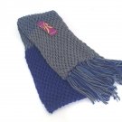 Rampage Fringe Knit Scarf Colorblock Blue & Gray One Size 80" Long 8" Wide NWT