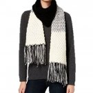 Rampage Fringe Knit Scarf Colorblock Gray & Black One Size 80" Long 8" Wide NWT