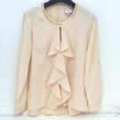 ECI New York Womens Soft Ruffle Front Embelished Blouse Frosted Almond Medium