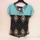 Blush Brand Juniors Womens Racer Back Top with Necklace Multi Geometric XL