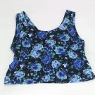 Cherry Mellow Juniors Floral Crop Top Cross Back Floral Black/Blue Med NWOT