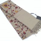 Naturally Knotty Designs NKD Womens Embroidered 100% Wool Scarf 28" by 78" NWT