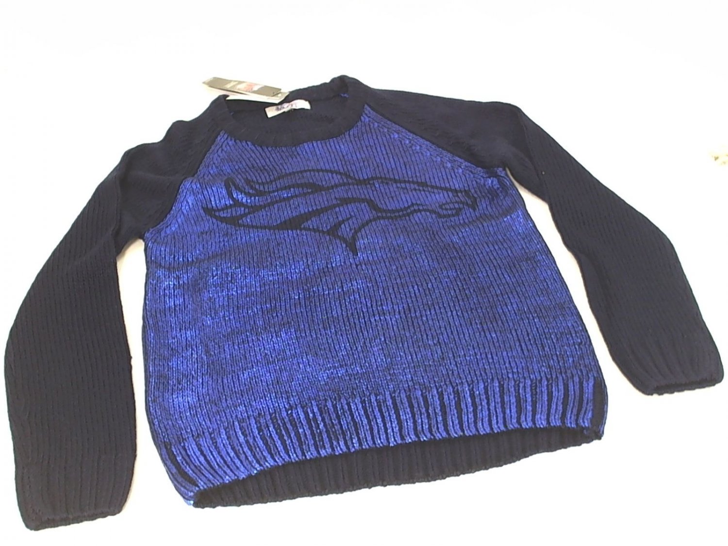 NWT Touch By Alyssa Milano NFL Denver Broncos Womens Shine-On Sweater LRG Navy